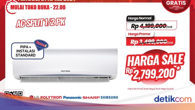 Beli AC 1/2 PK Diskon Rp 1,3 Jutaan di Transmart Elephantine Day Sale